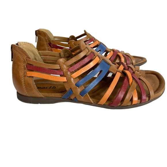 Earth Shoes Womens Bonfire Leather Gladiator Sandals Boho Women Size 8.5B - Picture 1 of 16